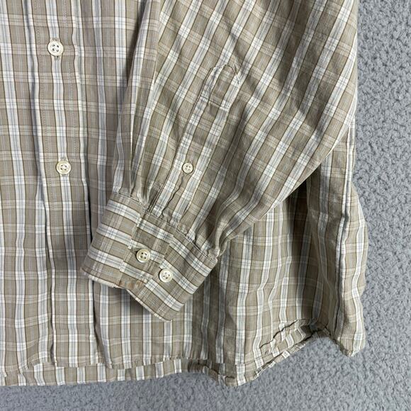Saddlebred Beige Plaid Long Sleeve Button Up Shirt Men’s XL 100% Cotton - Picture 4 of 9